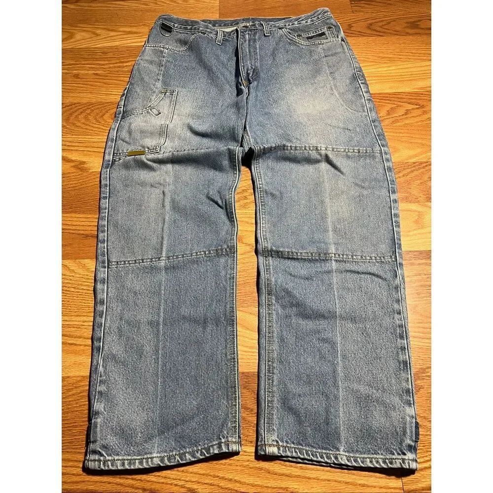 Diamond Gusset Double Knee Motorcycle Biker Jeans 35x30